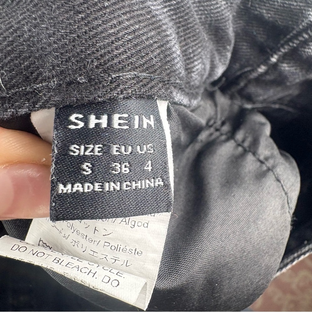 Distressed Wide Leg Baggy Faded Black Jeans Sz 4 Grunge 90s Y2K Punk Skater - Picture 7 of 8